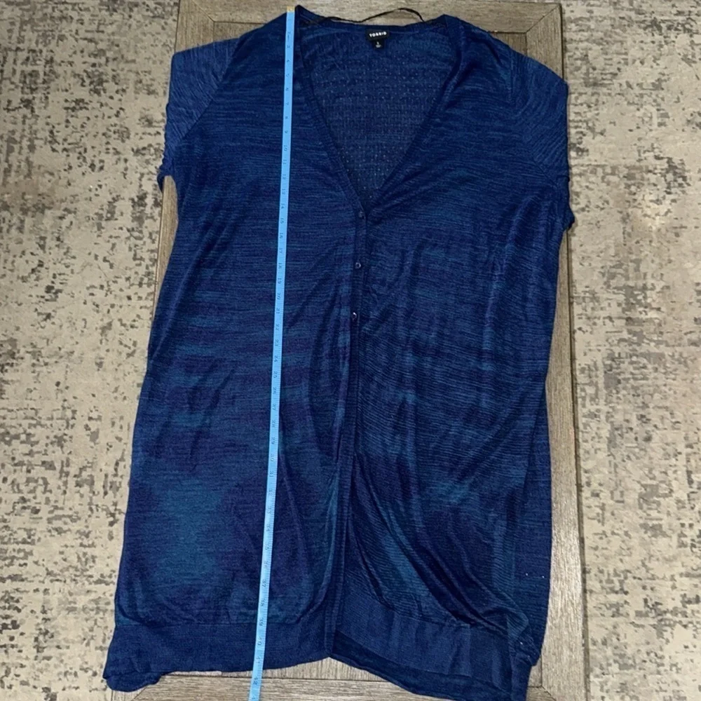 Torrid Space-Dye Duster V-Neck Button-Front Sweater Blue - Picture 15 of 16